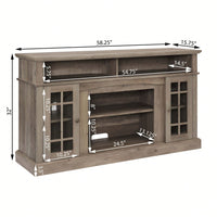Modern Entertainment Console For TV Up To 65" With Open And Closed Storage Space, Grey Wash, 58.25"W*15.75"D*32"H