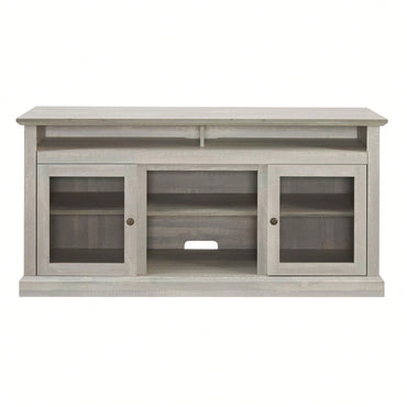 Modern Entertainment Console For TV Up To 65" With Open And Closed Storage Space, Stone Gray, 60"W*15.75"D*29"H