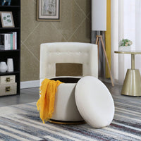 360° Swivel Accent Chair With Storage Function, Velvet Curved Chair With Gold Metal Base For Living Room, Nursery, Bedroom