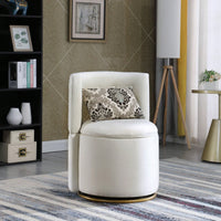 360° Swivel Accent Chair With Storage Function, Velvet Curved Chair With Gold Metal Base For Living Room, Nursery, Bedroom