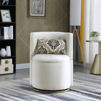 360° Swivel Accent Chair With Storage Function, Velvet Curved Chair With Gold Metal Base For Living Room, Nursery, Bedroom