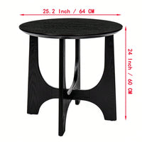 25" Round End Table, Wooden Side Table,Night Stand For Bedroom, Living Room ,Reception Room