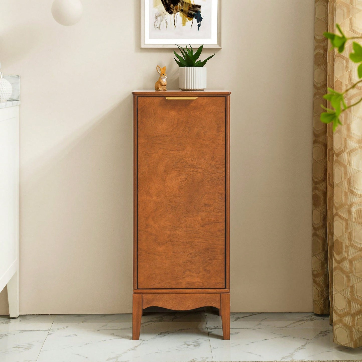 Modern Bathroom Floor Cabinet &Linen Cabinet With Adjustable Shelves