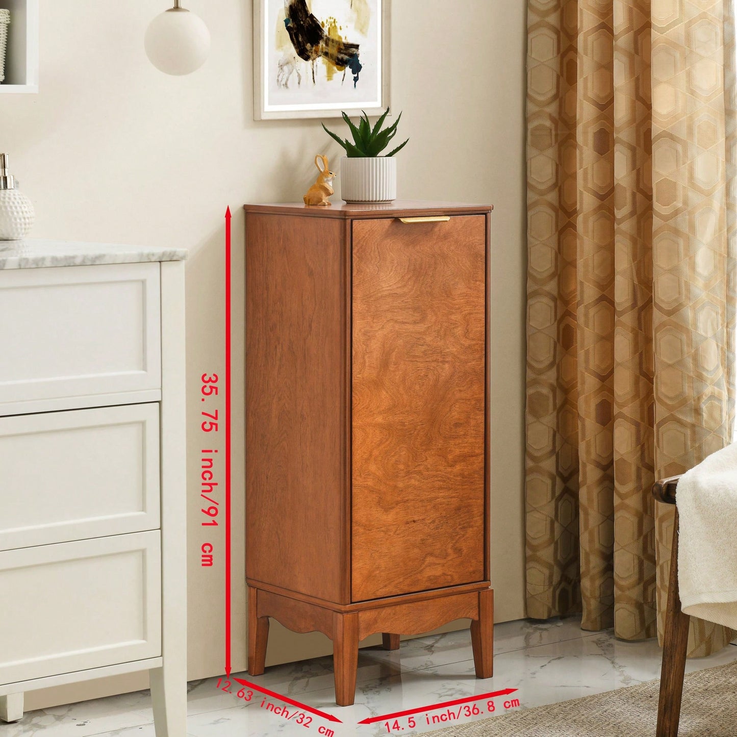 Modern Bathroom Floor Cabinet &Linen Cabinet With Adjustable Shelves