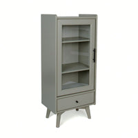 Modern Floor Standing Bathroom Storage Cabinet with Glass Door Adjustable Shelves and Drawer for Extra Space