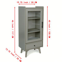 Modern Floor Standing Bathroom Storage Cabinet with Glass Door Adjustable Shelves and Drawer for Extra Space