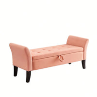 51.5" Bed Bench With Storage Beige Velvet