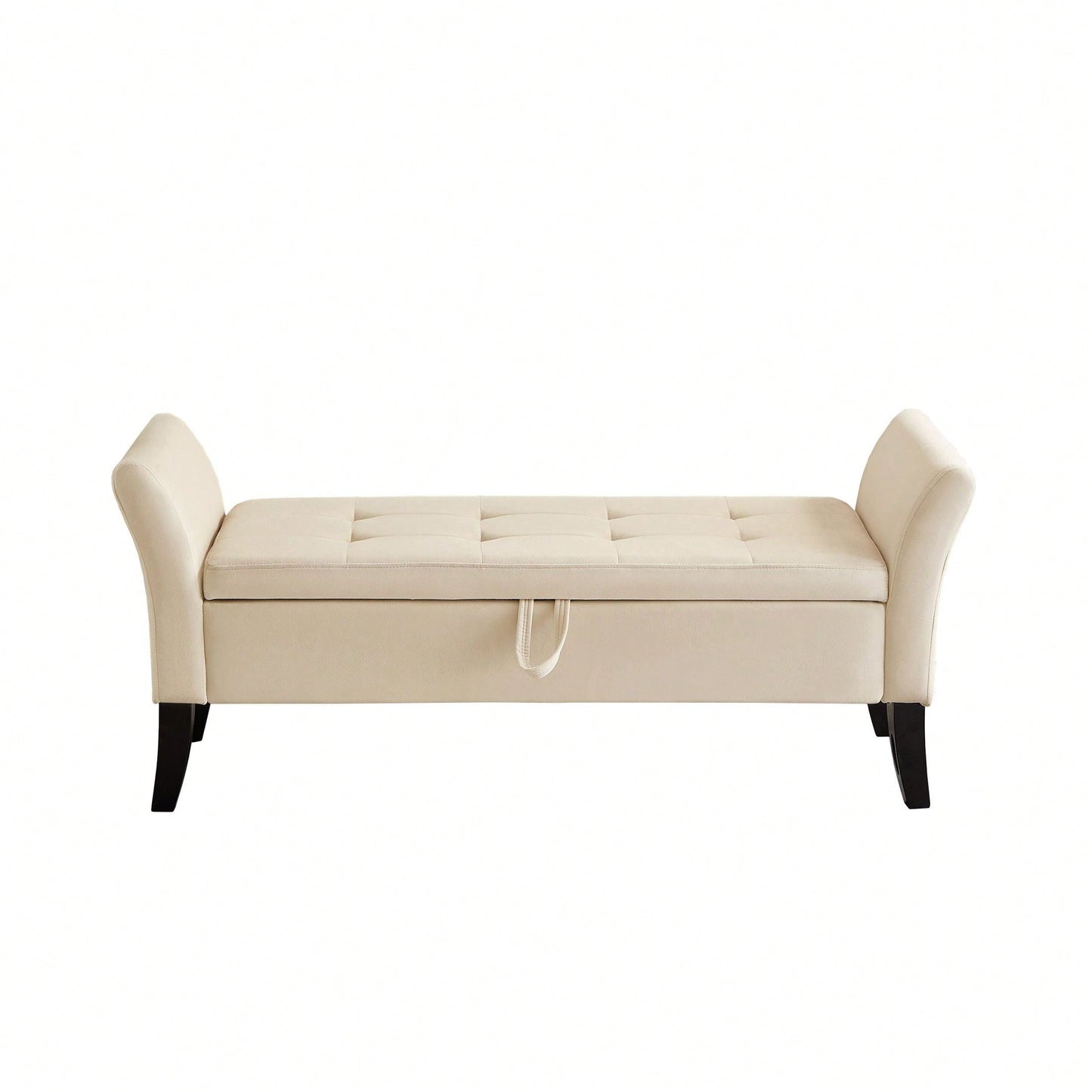 51.5" Bed Bench With Storage Beige Velvet