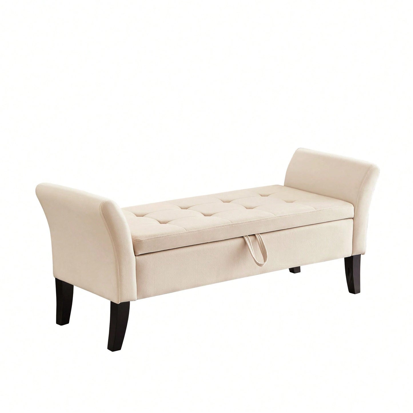 51.5" Bed Bench With Storage Beige Velvet