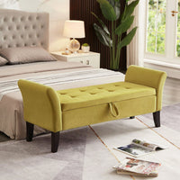 51.5" Bed Bench With Storage Beige Velvet