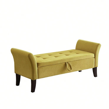 51.5" Bed Bench With Storage Beige Velvet