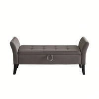 51.5" Bed Bench With Storage Beige Velvet