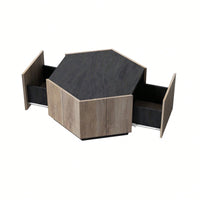Hexagonal Rural Style Garden Retro Living Room Coffee Table With 2 Drawers