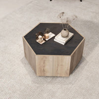 Hexagonal Rural Style Garden Retro Living Room Coffee Table With 2 Drawers
