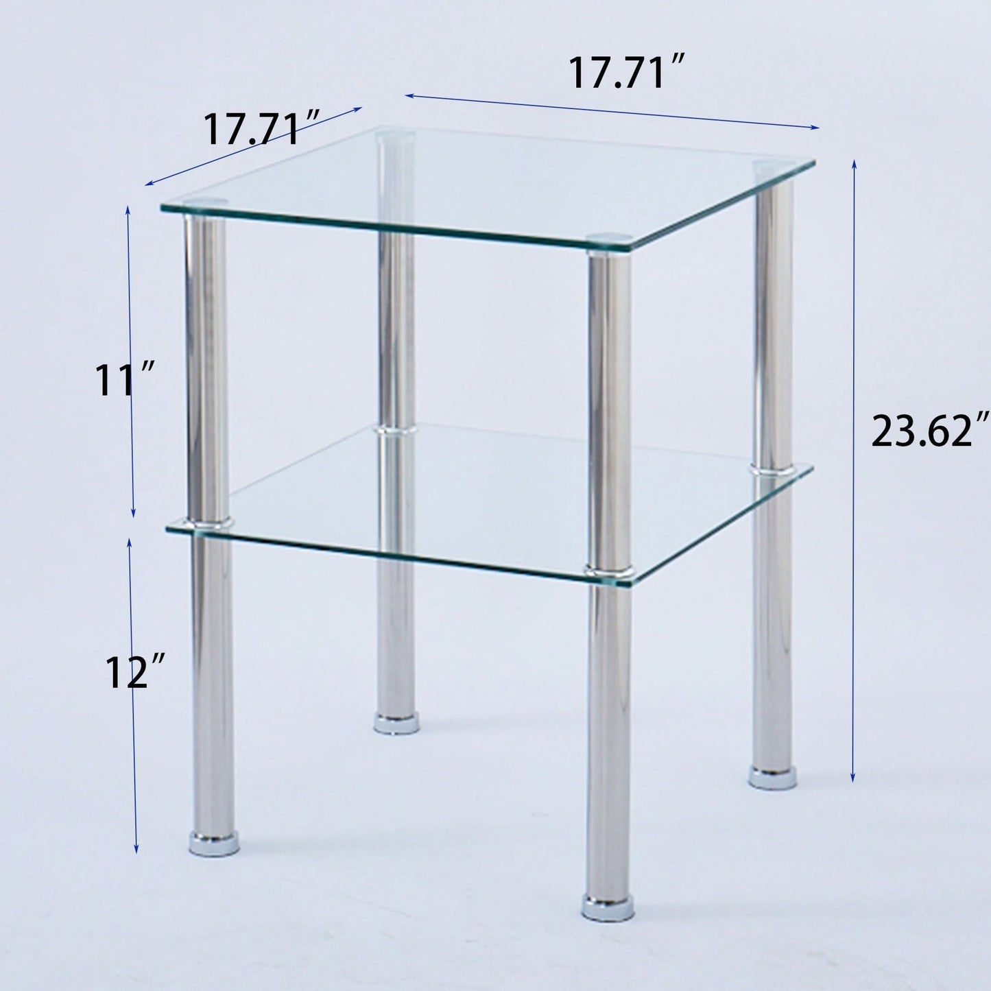 2-Piece Clear Side Table , 2-Tier Space End Table ,Modern Night Stand, Sofa Table With Storage Shelve For Living Room