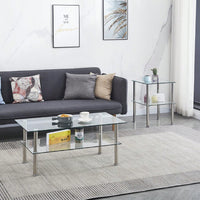 2-Layer Space Coffee Table ,Modern Sofa Table With Storage Shelve For Living Room