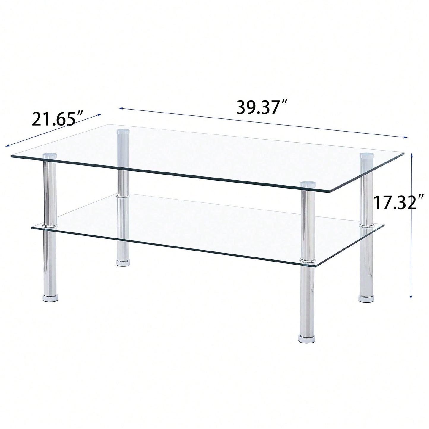 2-Layer Space Coffee Table ,Modern Sofa Table With Storage Shelve For Living Room