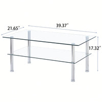 2-Layer Space Coffee Table ,Modern Sofa Table With Storage Shelve For Living Room