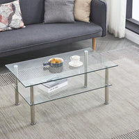 2-Layer Space Coffee Table ,Modern Sofa Table With Storage Shelve For Living Room