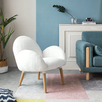 Pure Solid Wood Beech Frame Imitation Lamb Fabric Sofa Chair, Suitable For Living Room And Hotel