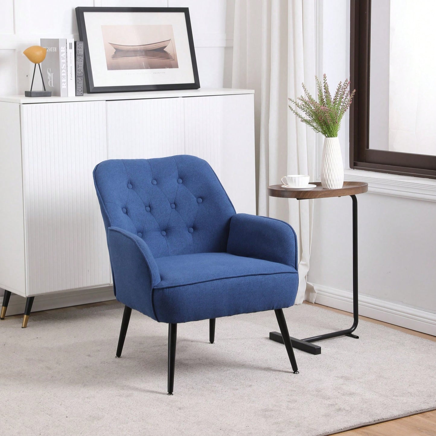 Modern Mid Century Chair Velvet Sherpa Armchair For Living Room Bedroom Office Easy Assemble