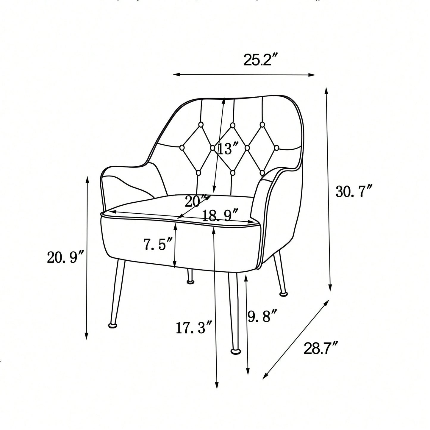 Modern Mid Century Chair Velvet Sherpa Armchair For Living Room Bedroom Office Easy Assemble