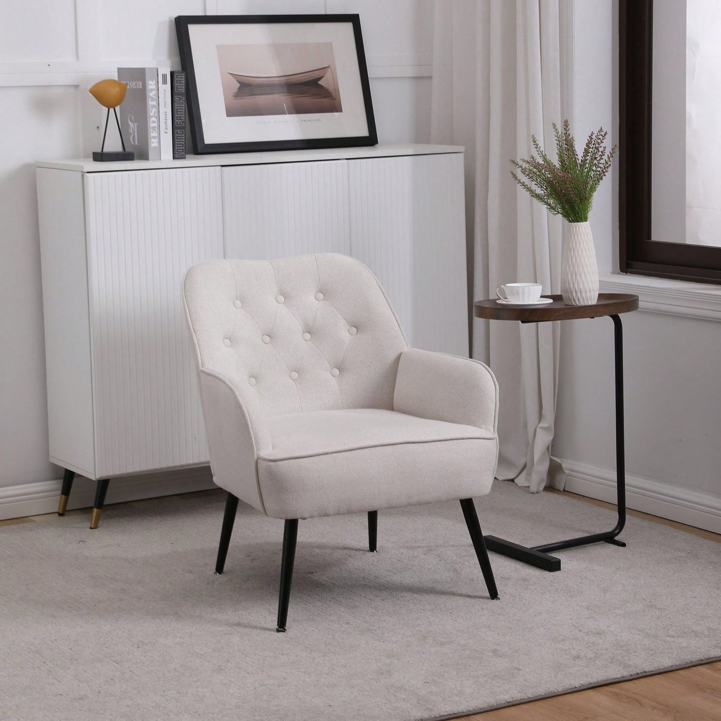 Modern Mid Century Chair Velvet Sherpa Armchair For Living Room Bedroom Office Easy Assemble