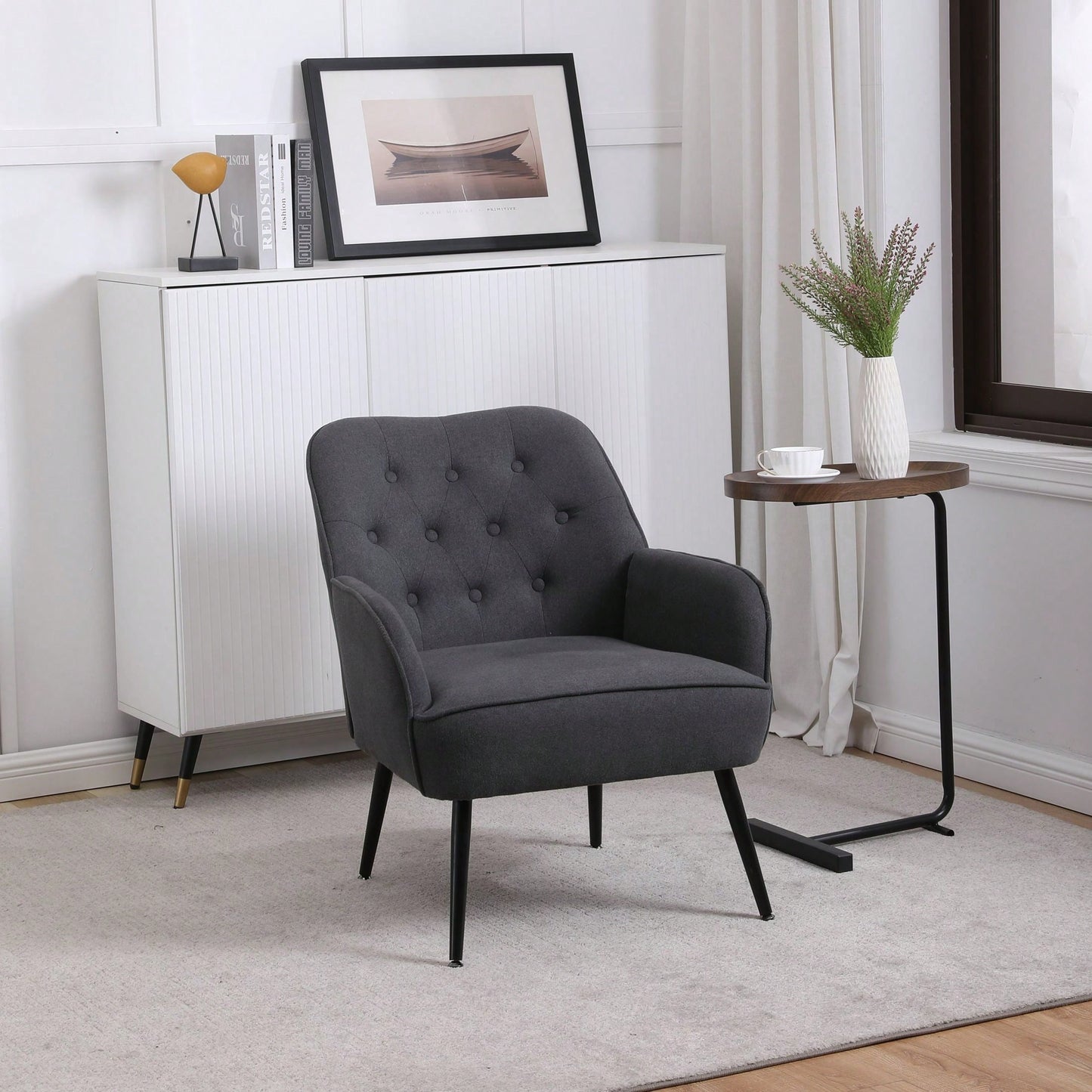 Modern Mid Century Chair Velvet Sherpa Armchair For Living Room Bedroom Office Easy Assemble