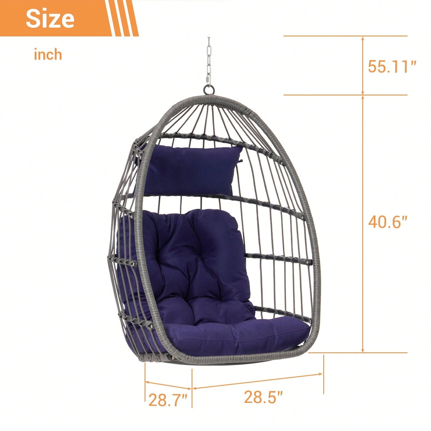 Outdoor Garden Rattan Egg Swing Chair Hanging Chair Wood