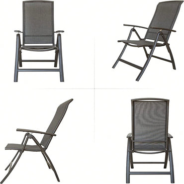 Adjustable Reclining Aluminium Folding Patio Chairs Set of 2 for Outdoor Dining Camping Porch Balcony