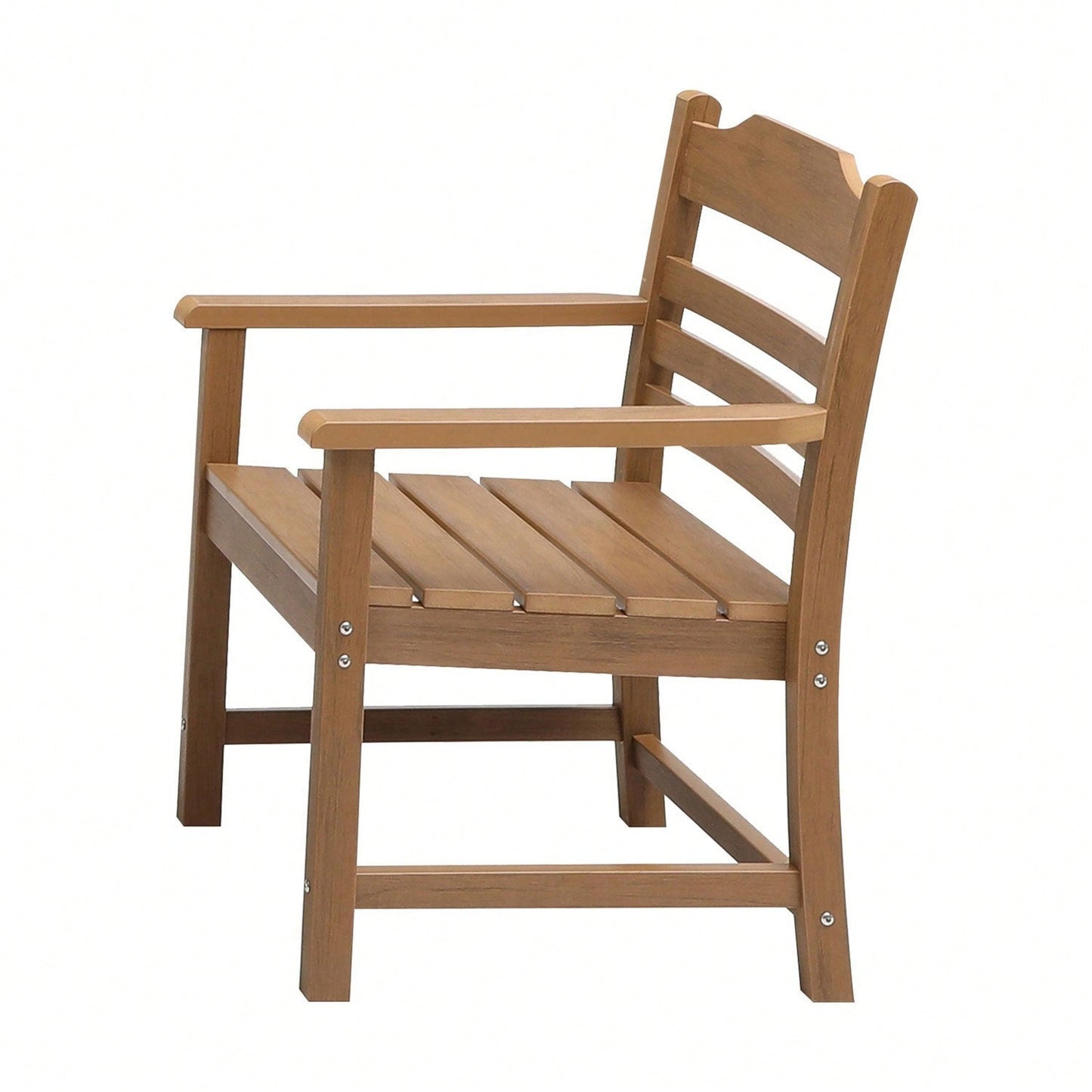 Patio Dining Chair With Armset Set Of 2, HIPS Materialwith Imitation Wood Grain Wexture Chair For Deck Pool Backyard