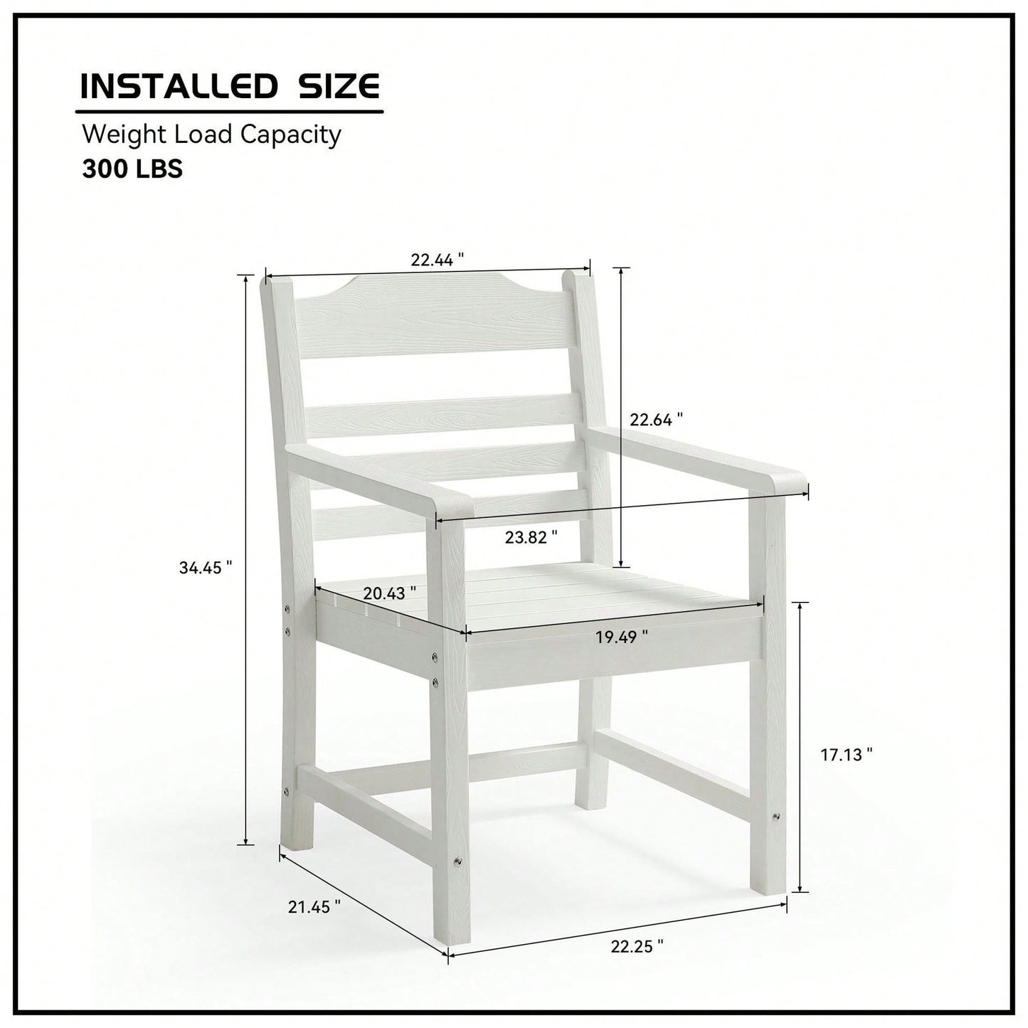 Patio Dining Chair With Armset Set Of 2, HIPS Materialwith Imitation Wood Grain Wexture Chair For Deck Pool Backyard