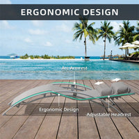 Adjustable Aluminum Chaise Lounge Chair Set of 3 with Metal Side Table for Outdoor Pool Deck Lawn and Backyard All Weather