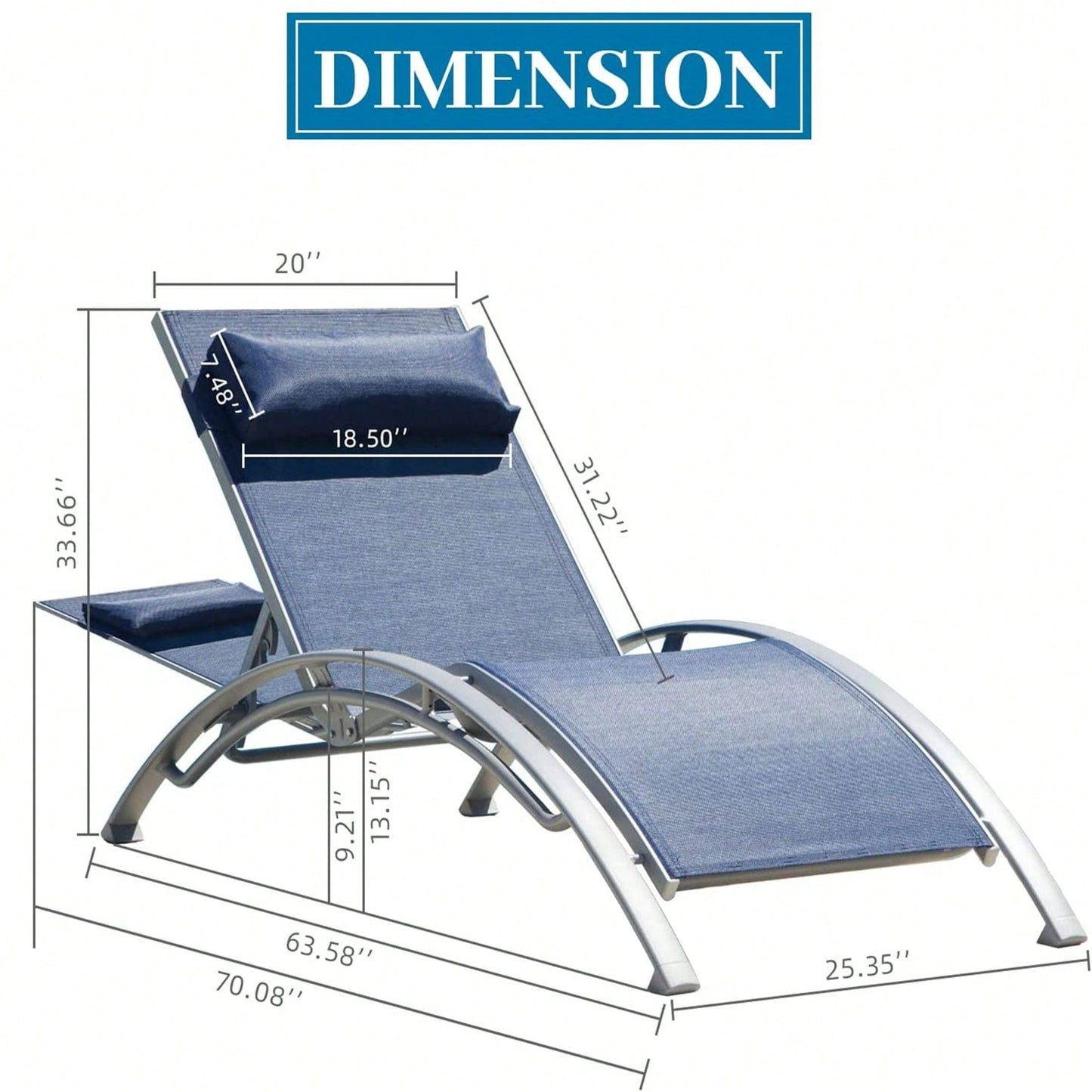 Adjustable Outdoor Chaise Lounge Set of 2 with Removable Pillows for Patio Beach Pool Sunbathing