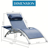 Adjustable Outdoor Chaise Lounge Set of 2 with Removable Pillows for Patio Beach Pool Sunbathing