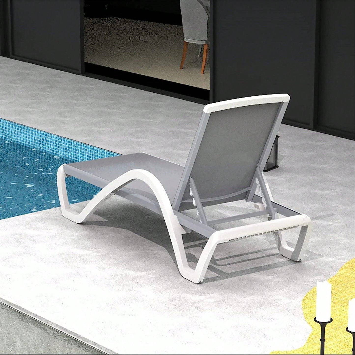 Adjustable Aluminum Pool Lounge Chairs With Arm All Weather Pool Chairs For Outside,In-Pool,Lawn