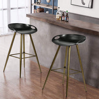 Set Of 2 Counter & Bar Stools, High Back Kitchen Island Stools With Footrest, Easy To Assemble, Modern Minimalist Style, Black