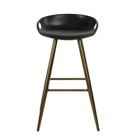 Set Of 2 Counter & Bar Stools, High Back Kitchen Island Stools With Footrest, Easy To Assemble, Modern Minimalist Style, Black