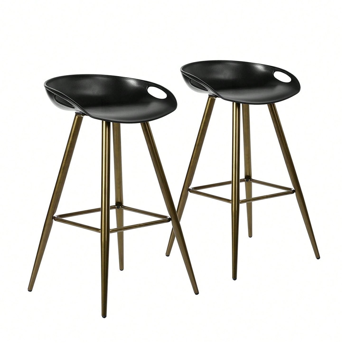 Set Of 2 Counter & Bar Stools, High Back Kitchen Island Stools With Footrest, Easy To Assemble, Modern Minimalist Style, Black