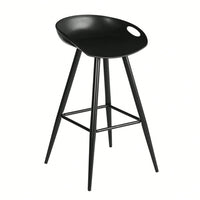 Set Of 2 Counter & Bar Stools, High Back Kitchen Island Stools With Footrest, Easy To Assemble, Modern Minimalist Style, Black