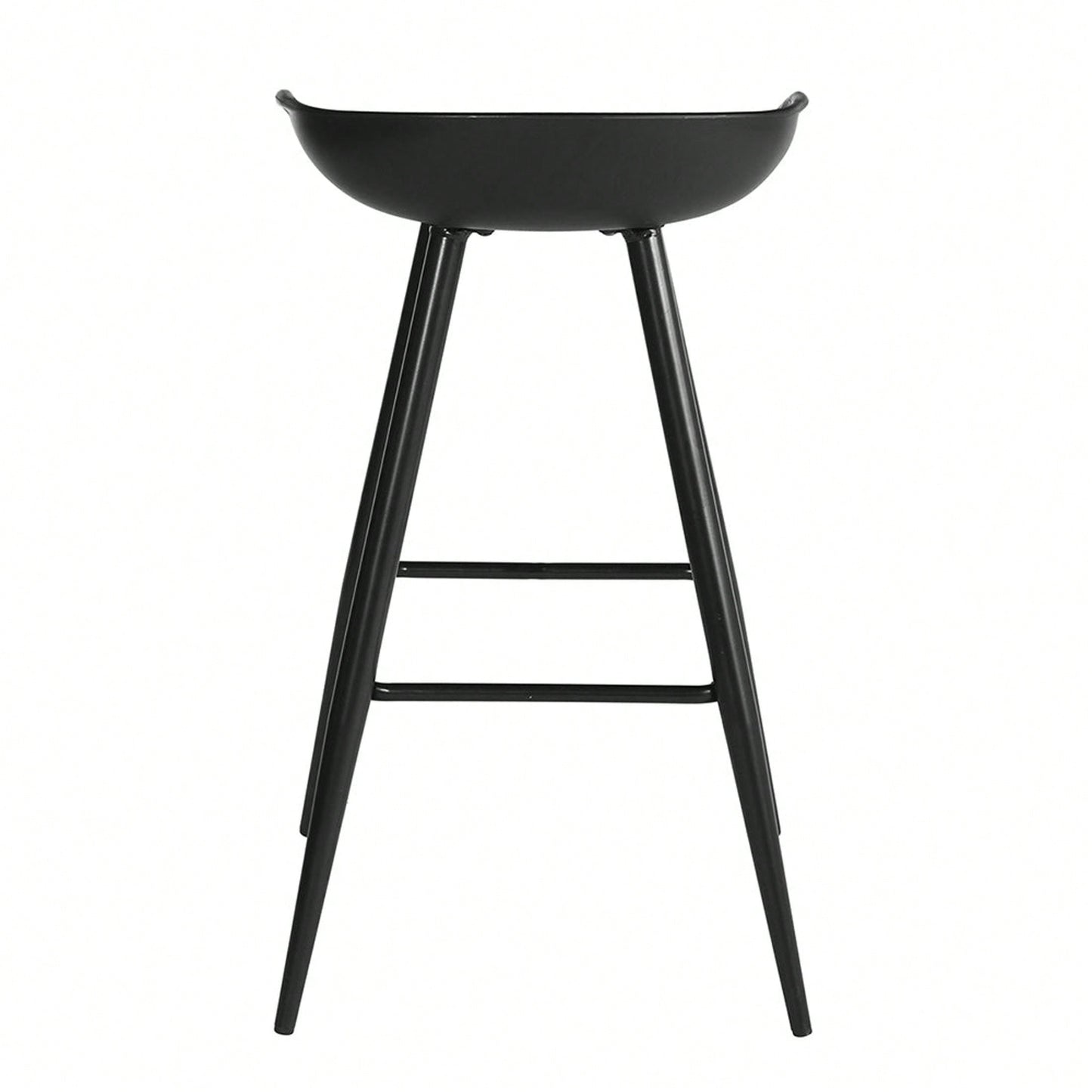 Set Of 2 Counter & Bar Stools, High Back Kitchen Island Stools With Footrest, Easy To Assemble, Modern Minimalist Style, Black