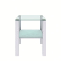 2-Piece Glass Two-Tier Tea Table, Small Round Table, Bedroom Corner Table, Living Room Side Table, Transparent