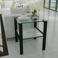 2-Piece Glass Two-Tier Tea Table, Small Round Table, Bedroom Corner Table, Living Room Side Table, Transparent