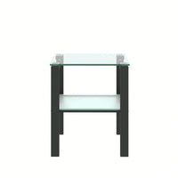 2-Piece Glass Two-Tier Tea Table, Small Round Table, Bedroom Corner Table, Living Room Side Table, Transparent