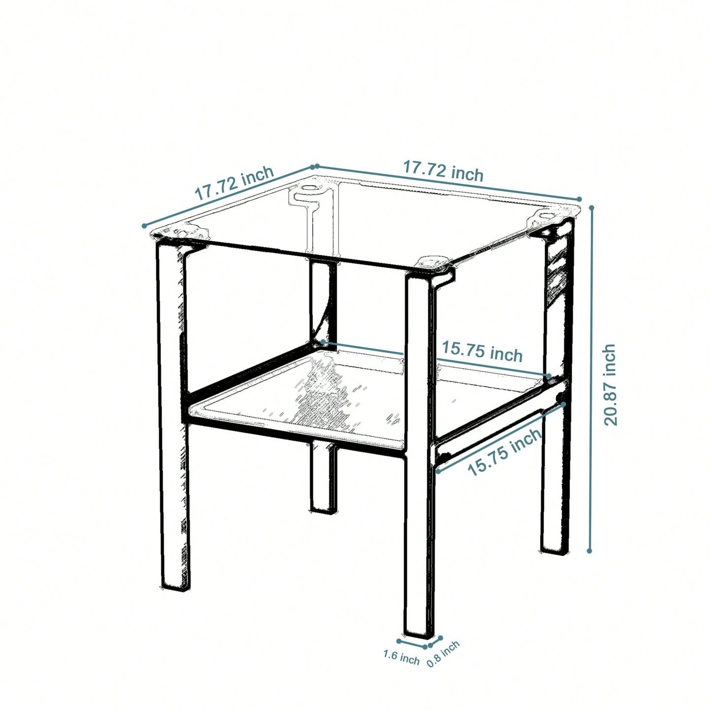 2-Piece Glass Two-Tier Tea Table, Small Round Table, Bedroom Corner Table, Living Room Side Table, Transparent