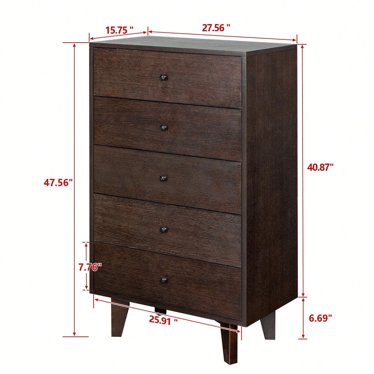 Seven-Drawer Sideboard, Real Wood Spray Paint, Retro Round Handle, Can Be Placed In The Living Room Bedroom Dining Room