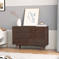 Solid Wood Spray-Painted Retro Drawer Dresser Buffet Table with Round Handle for Dining Room and Kitchen