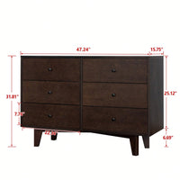 Solid Wood Spray-Painted Retro Drawer Dresser Buffet Table with Round Handle for Dining Room and Kitchen