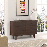 Solid Wood Spray-Painted Retro Drawer Dresser Buffet Table with Round Handle for Dining Room and Kitchen