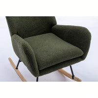 Soft Teddy Velvet Rocking Chair 35.5 Inch Wingback Glider for Nursery Living Room Bedroom Safe Solid Wood Base